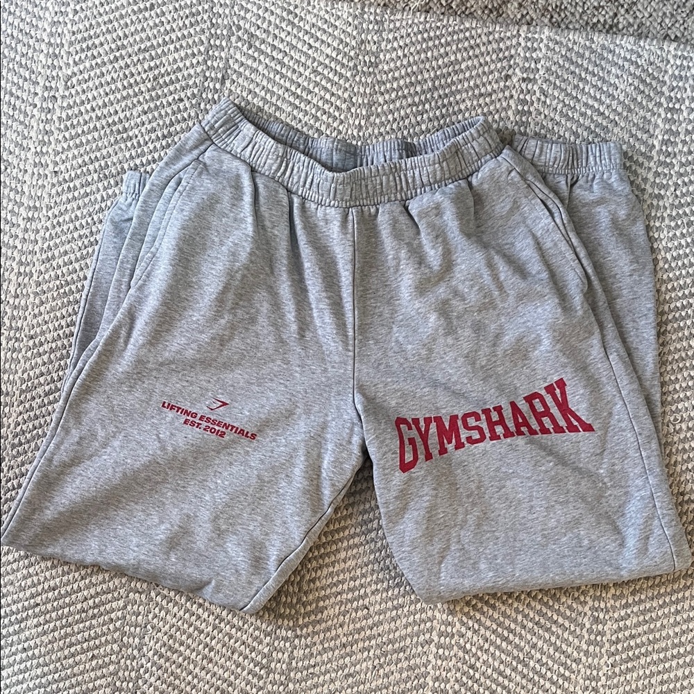 Gymshark Gray and Red Athletic Joggers